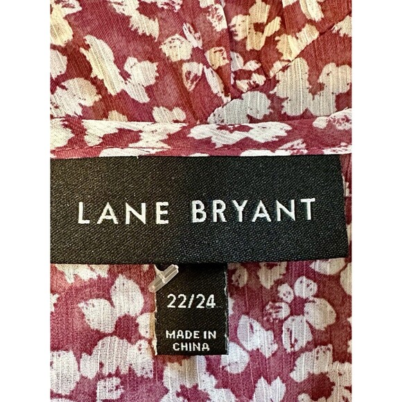 Lane Bryant Size 22/24 Floral Purple Sheer Blouse 3/4 Sleeves Boho Cottage - Picture 6 of 10